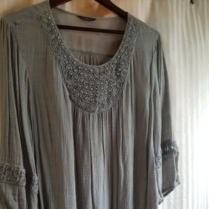 Grey flowy plus sized top